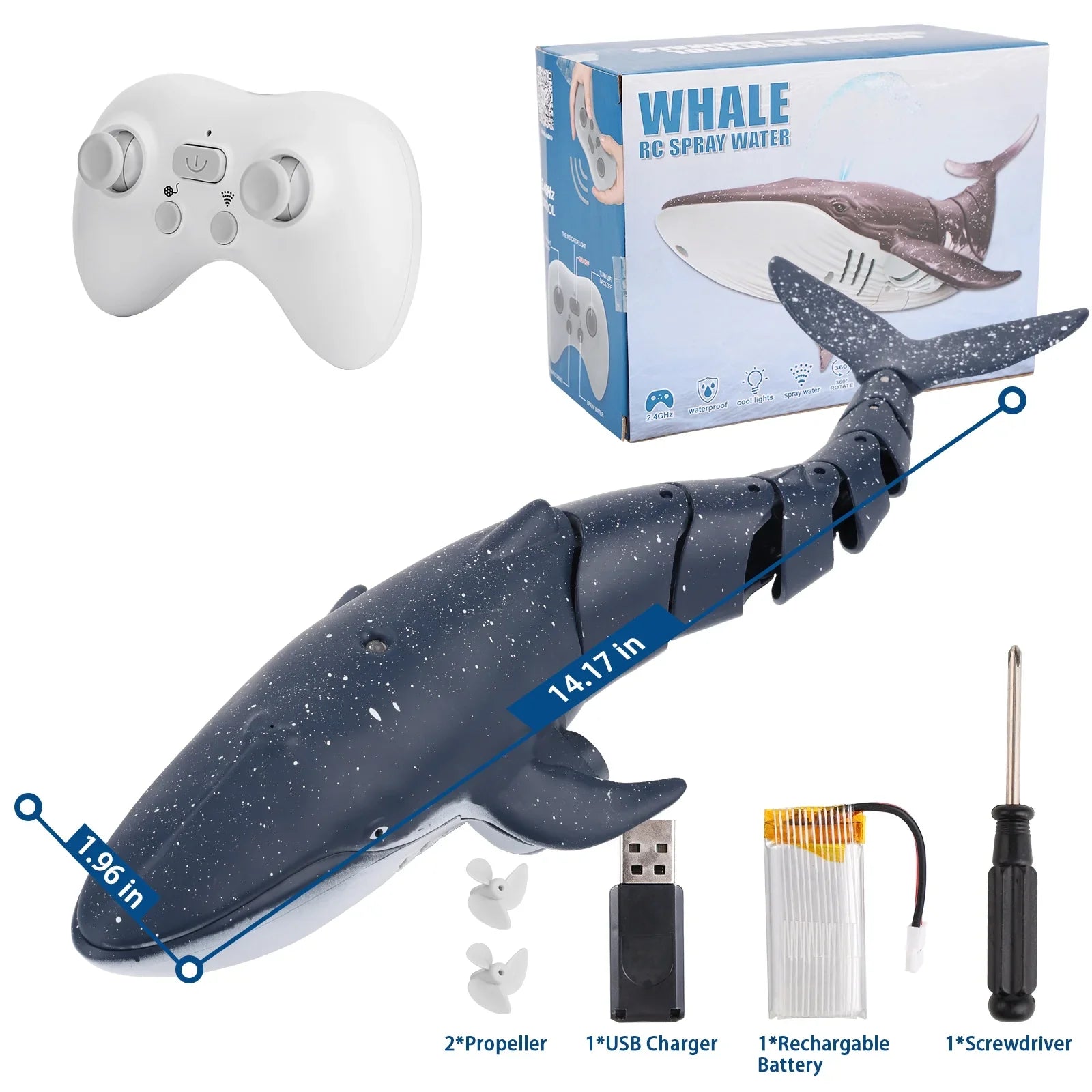 Pool Water Whale RC Boys Class Toys, Shark Pool Kids, for RC Ant Control Spray Girls, Toy for Swimming Boat Diving Boat for Toys Toys, Remote