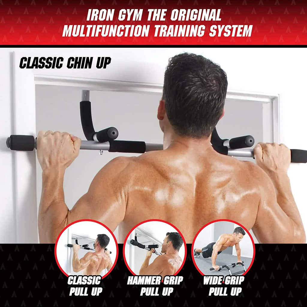 Pull - Locking, Iron Screws Gym Workout Equipment Delaman Upper Bar transportable Chin-up Bars Up No for Training & Bar, Fitness Home Adjustable Width Doorway, for Total Body Horizontal Frame Door Exercise
