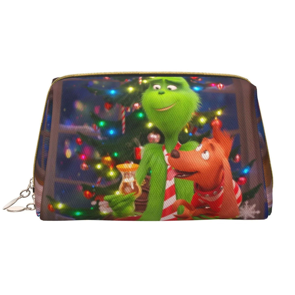 movable Purse Travel Gift Leather Cosmetic Grinch Bag Film Pouch Organizer Storage Makeup Toiletry Bag