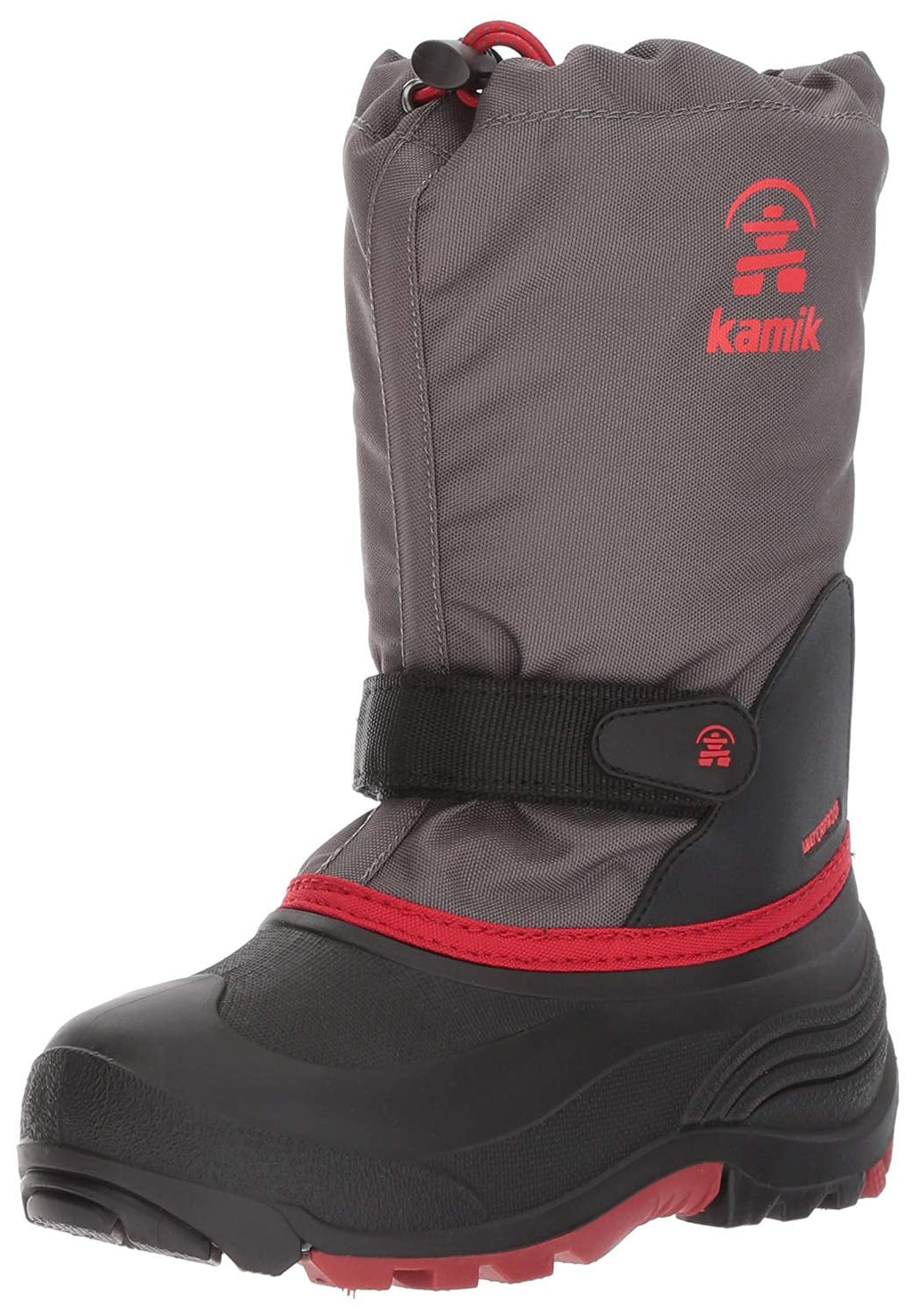Charcoal/Red, Kamik charcoal Waterbug5 Snow Kids Boot, (3, Red)