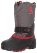 Charcoal/Red, Kamik charcoal Waterbug5 Snow Kids Boot, (3, Red)