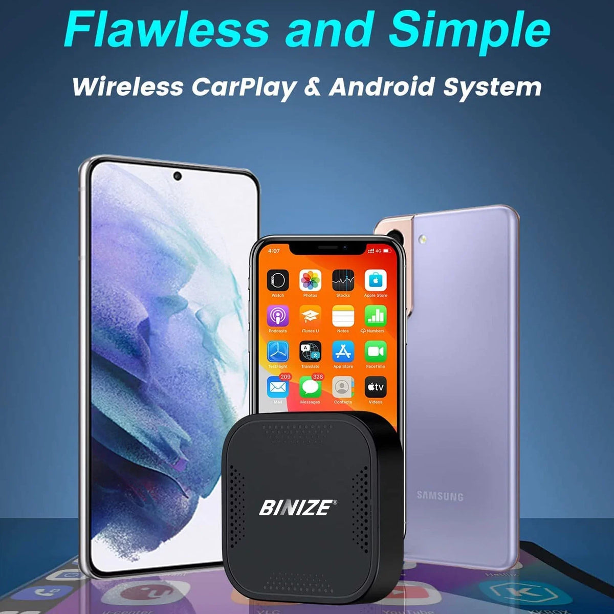 Auto Navigation,Support System,Built-in Only OEM/Factory CarPlay,Wireless CarPlay&Android BINIZE for Wireless ai Netflix,etc Android Cars YouTube 4G Wired Box with Cellular,4+64G,8Core, Fit