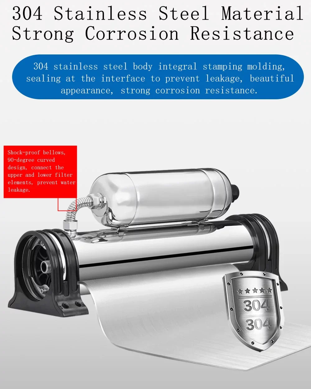 Household PreAsion Water Stainless Filter Purification 1000L/H Vertical 304 Housing 0.01um Water Steel