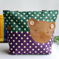 Fabric Green Bag Bedding Bear-Green Blancho & Bag Kids Tote - Art Blancho Applique Shopper