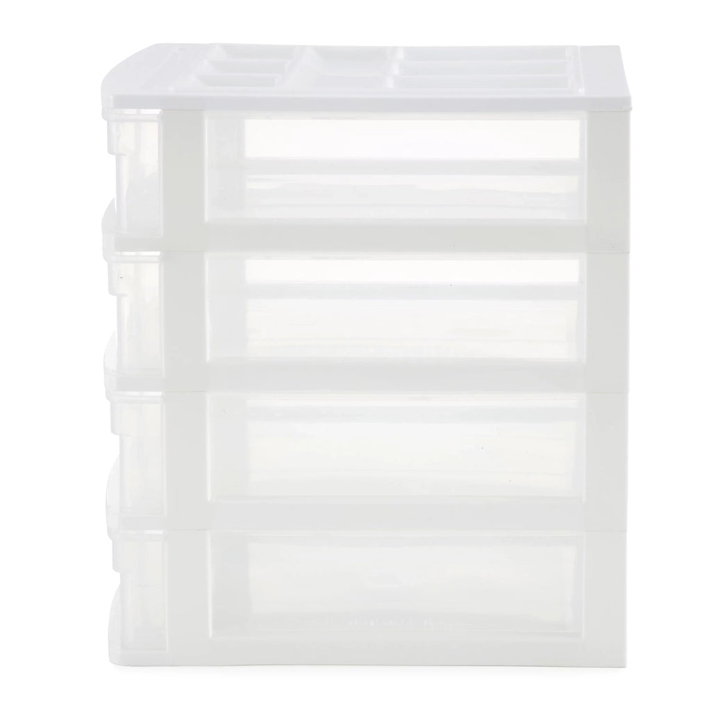 4 Storage (4 Drawer Lid, Organizer Living Desktop Gracious Pack) White w/