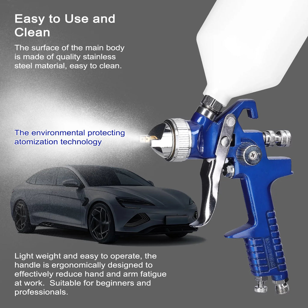 Large Repairing Paint HVLP Spraying Steel Car oxygen Airbrush Stainless Device Tool Set, Paint Sprayer, Pinnaco Kit, Capacity Auto
