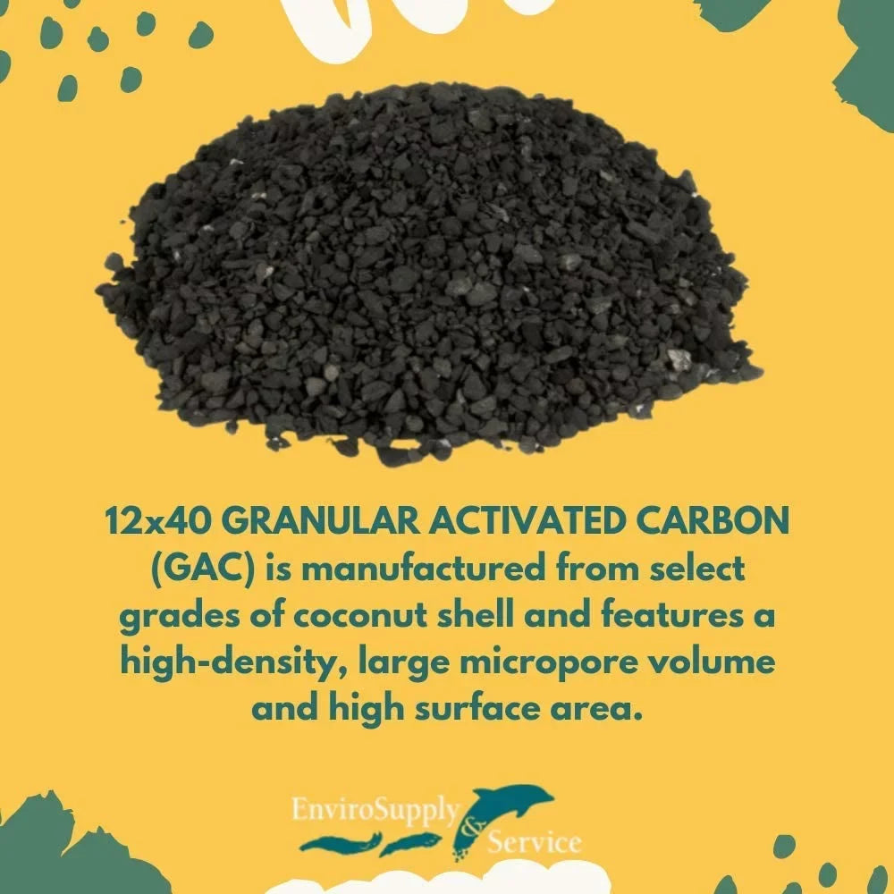 Shell (Water 55 Coconut Activated Prewashed Cleaning EnviroSupply Virgin Charcoal) Carbon - Resealable Pure 12x40 Aquarium Pounds Ultra Filtration,