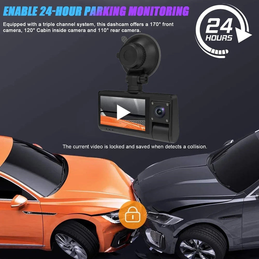 Recorder Clear with Recording, Driving - Wide Video Mirror Rearview WiFi Dash Cam Connectivity Angle Touch - 3-in-1 Screen Camera, Auto Safety