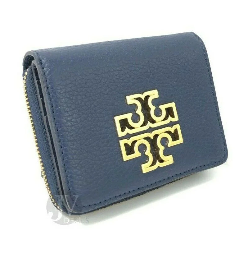 Coin Card Britten Leather Zip Mini Wallet Women's Tory Burch