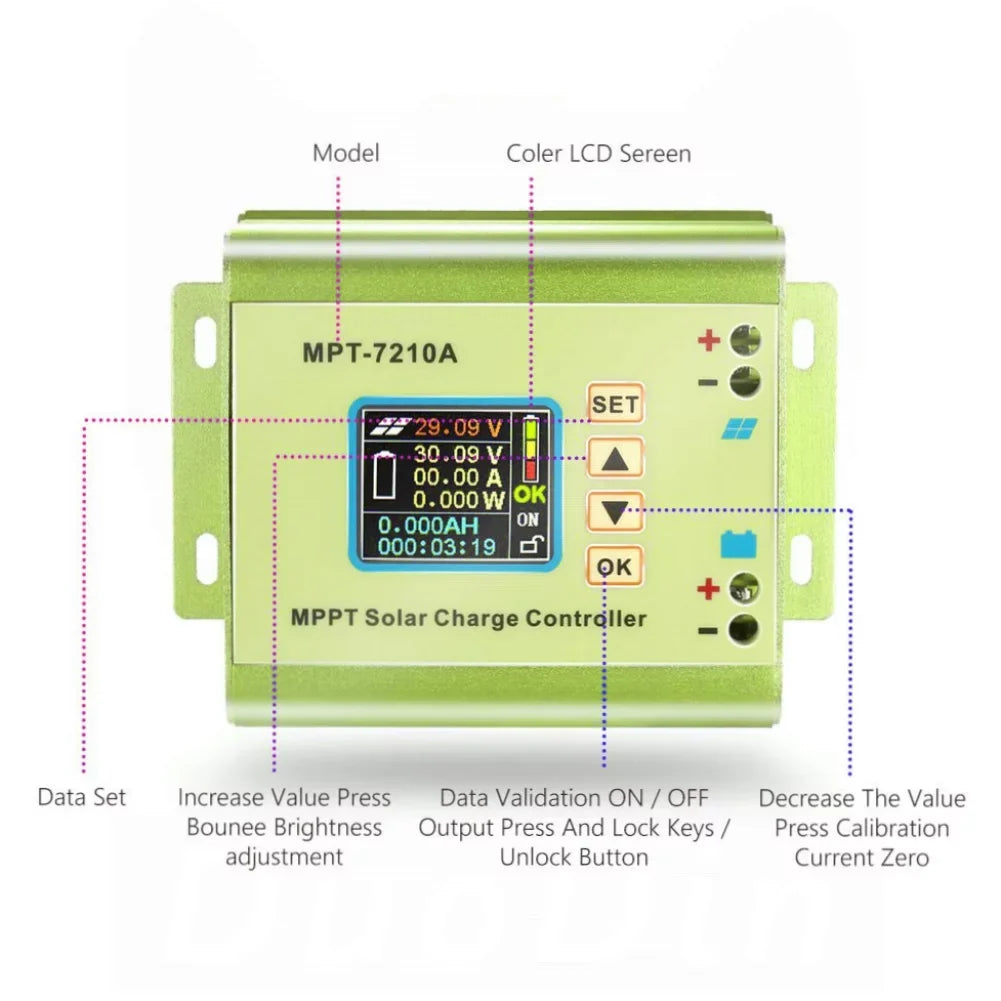 24 Numerical Battery Boost Module Mppt Controller, Ammeter to Control V 72 Voltmeter Solar V Charger