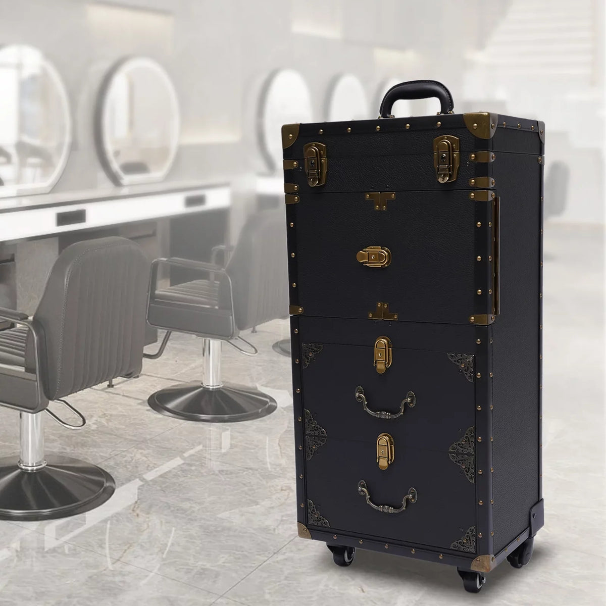 Hair with Trolley Dryer Aiqidi Box Beauty Case Holder Hairdressing Stylist Cosmetic Lockable Organizer Tool Rolling Travel Makeup Salon Train Barber Luggage