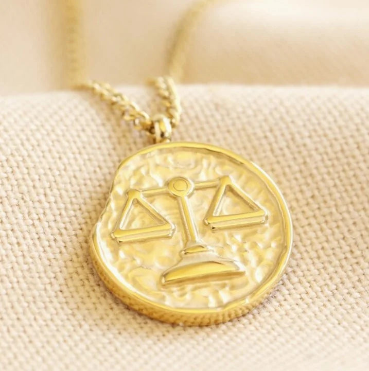 Women, for Inc Box Gift Teens Libra Necklace | Boutique Horoscope, Gold Pendant Steel Zodiac Stainless Birthday