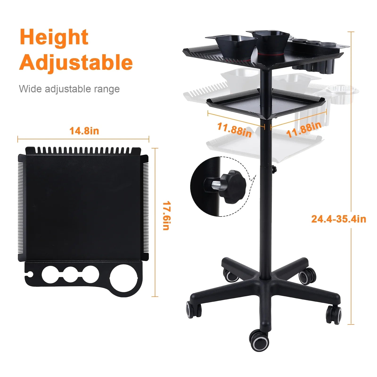2 Salon Wheels Cart Movable Hair Stand Beauty Clinic Salon Cart Salon Cart With Stand Trolley,Station Movable Hair Salon 2-tier Adjustable Salon Adjustable Adjustable On Hair Beauty 2 Salons Bestauty