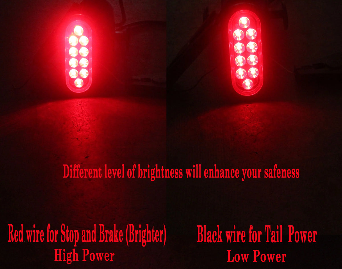 Solid Signal Pigtail Pieces Tail ( Light ) Stop Oval Marker Truck 6" 2 SAE Tractor Turn Brake Grommet for Approved Trailer w Pair Jeep LED DOT Red Kit