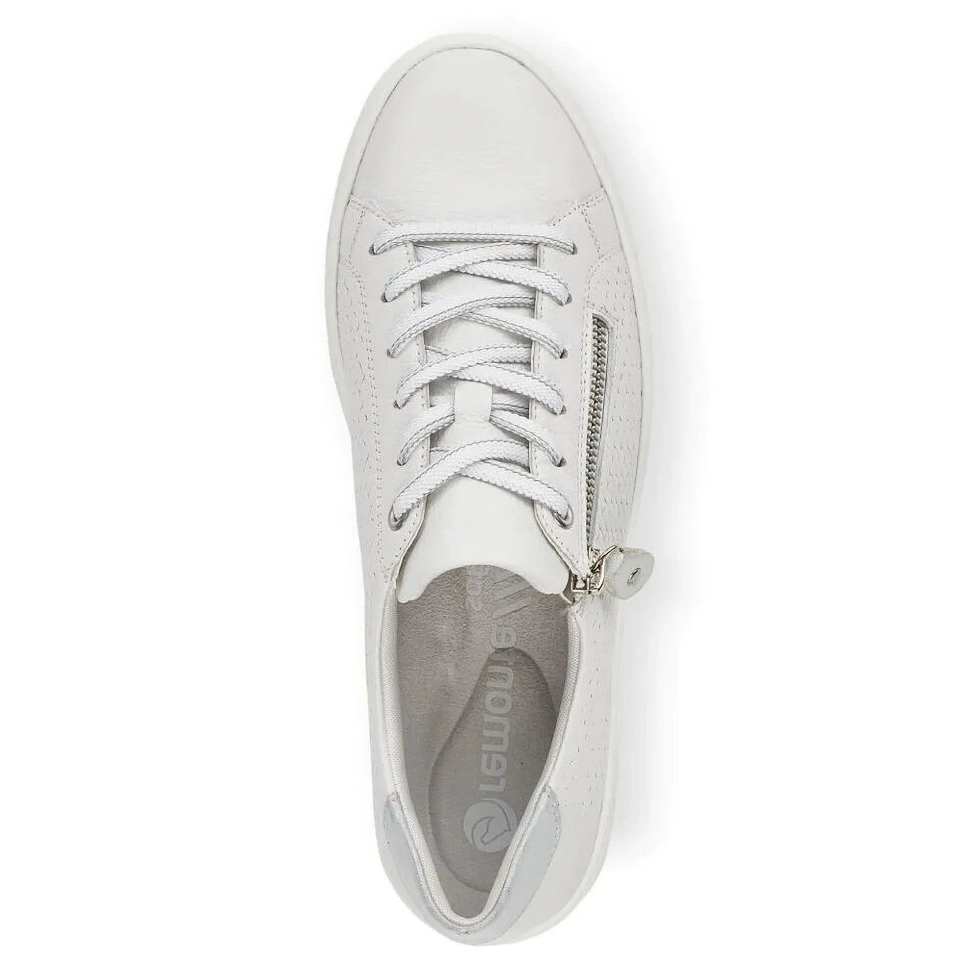 White, Women's 42 Size Lace-Up D0916-80 EU Side-Zipped Sneakers, Rieker