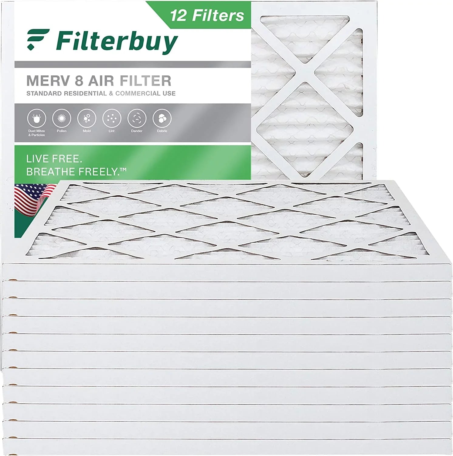 Filters Furnace Filterbuy Pleated oxygen (12-Pack) 8 18x18x1 AC MERV HVAC