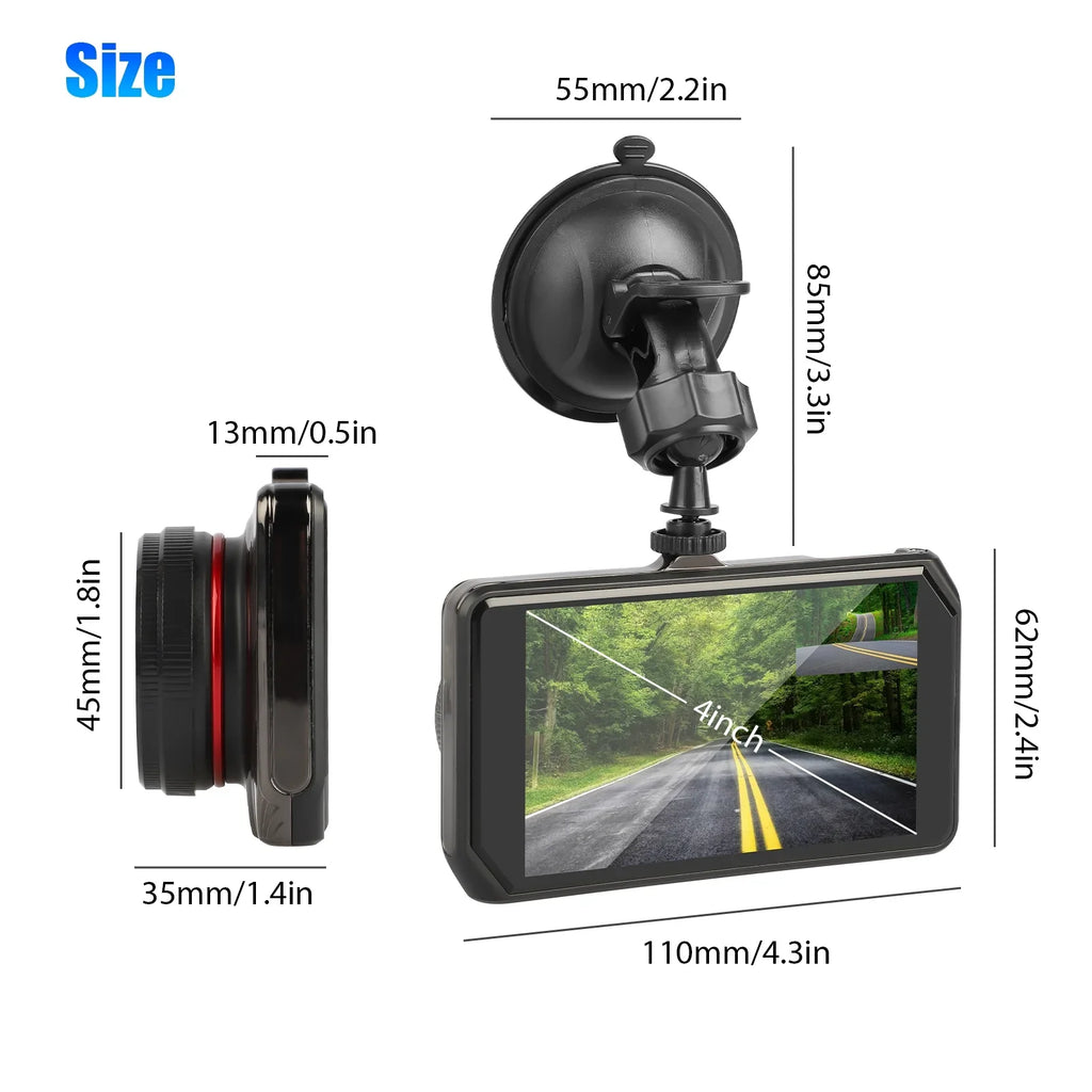 G-Sensor/ Dashboard with Vision, 4inch DVR Lens Cam, Car Wide Motion Dual 1080P and Front Car 480P Camera with 170° Night Rear Driving Dual Detection Dash IPS Display, Recorder Angle, EEEkit Dash