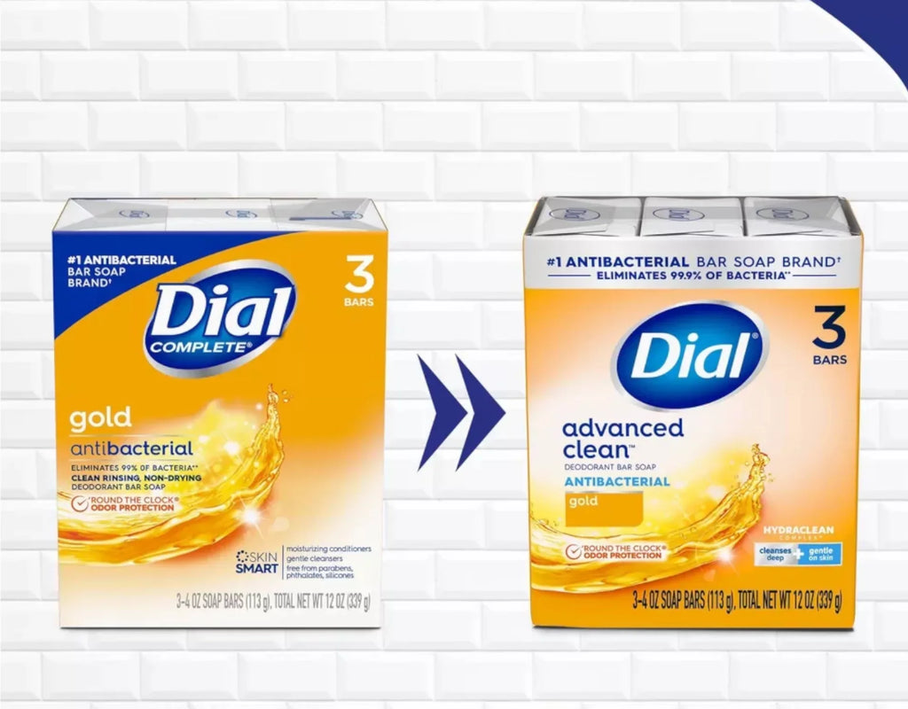 Deodorant 3 oz Gold, (Pack 4) Antibacterial Bar, Soap of bars, ea Dial 4