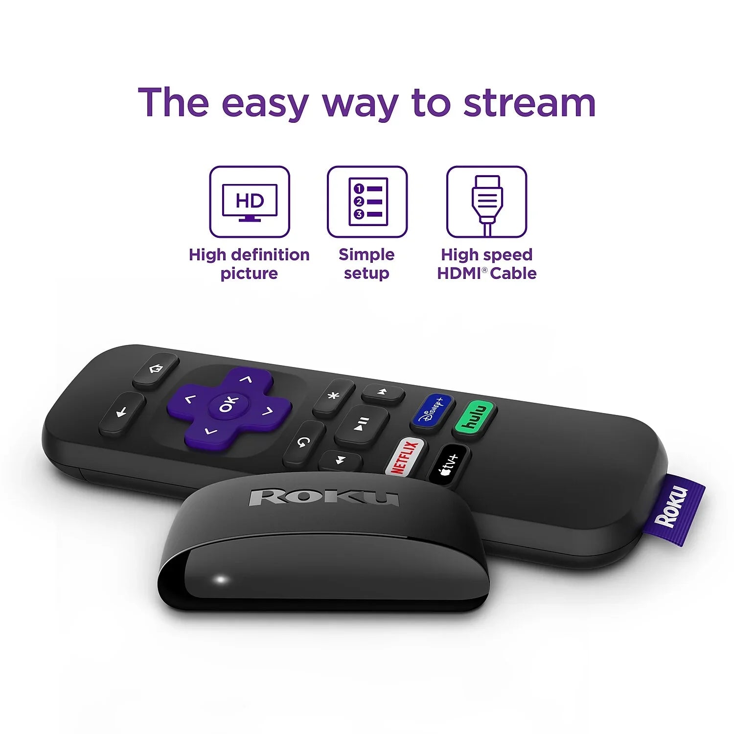 Cable and HD Media Express Speed Simple High Roku Player HDMI with Streaming Remote