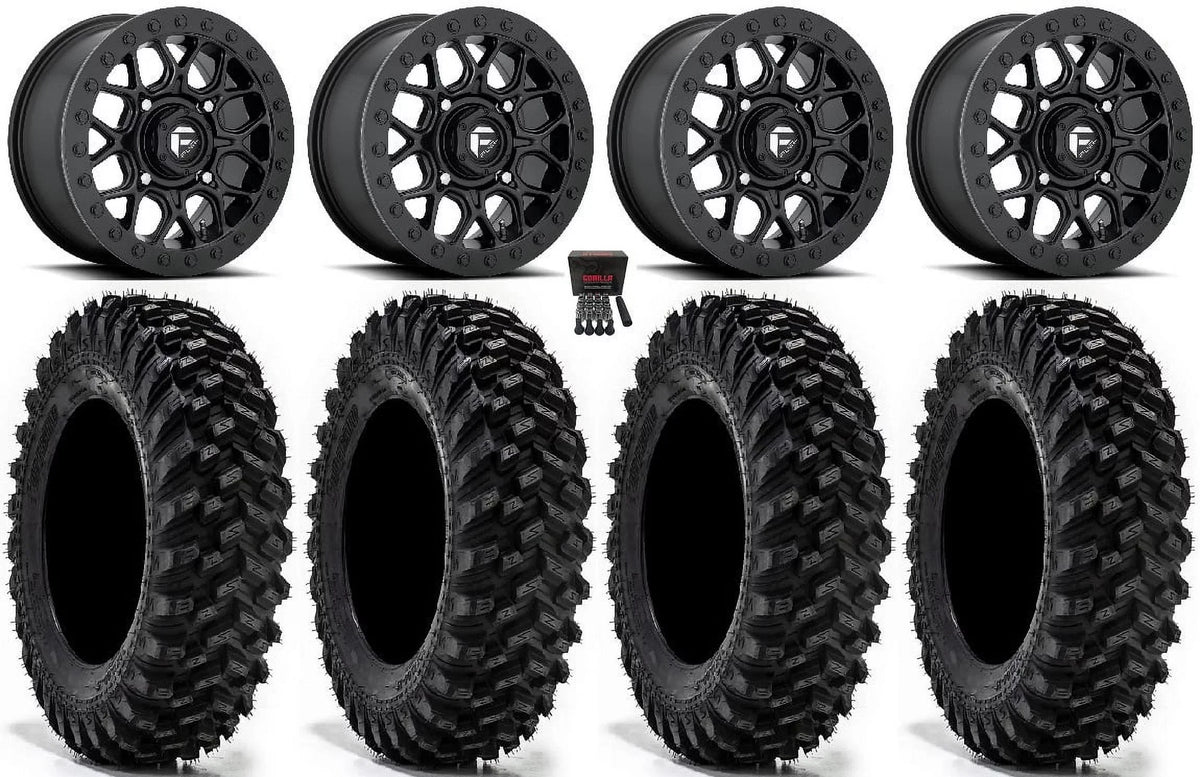 Beadlock Tech 15" Wheels Pro Fuel 32" Mule Kawasaki Tires Black XT Warrior FXT