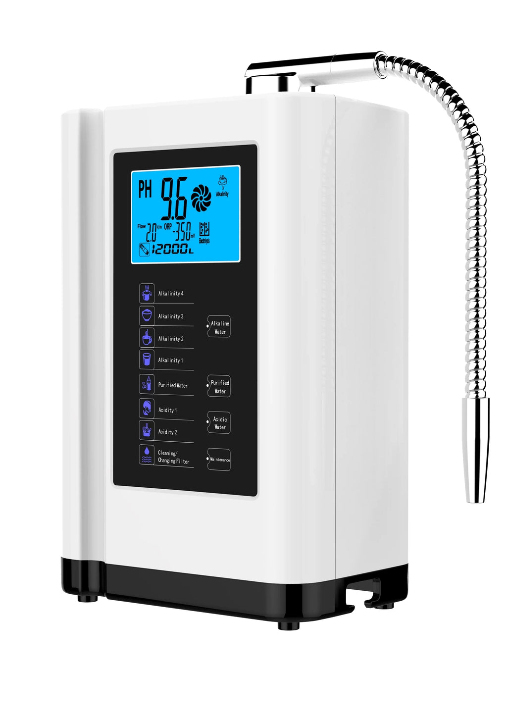Alka up Auto-cleaning,Intelligent Settings, Water Acid filter,7 Water per 3.5-10.5 to Purifier Water 8000 Machine Alkaline ORP, -500mV Water Voice Liters White) Ionizer, PH Machine,