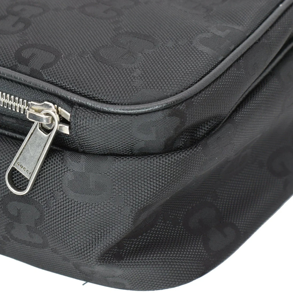 Bag Grid Nylon Monogram Off 625858 GUCCI Shoulder The Pre-owned GG Black