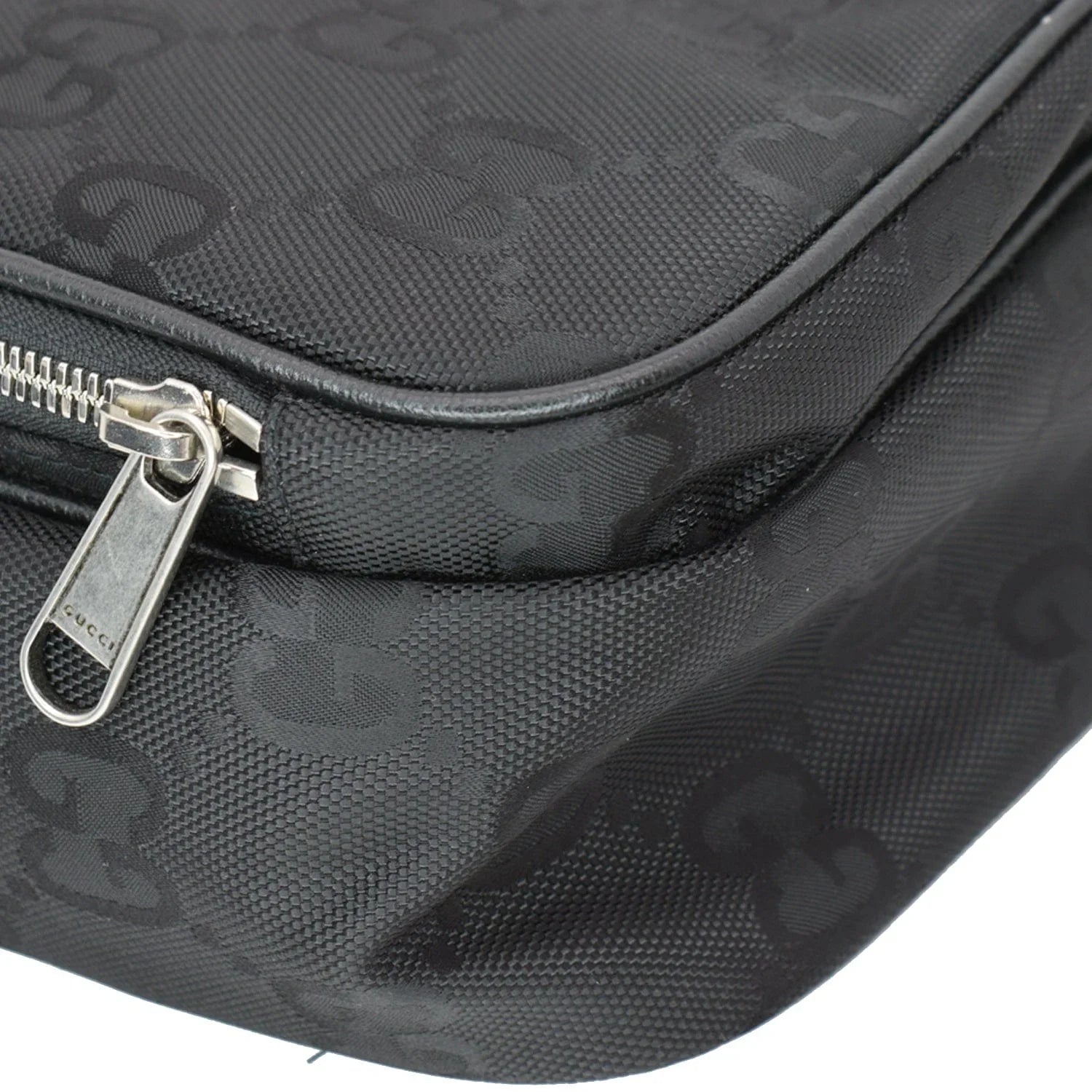 Bag Grid Nylon Monogram Off 625858 GUCCI Shoulder The Pre-owned GG Black