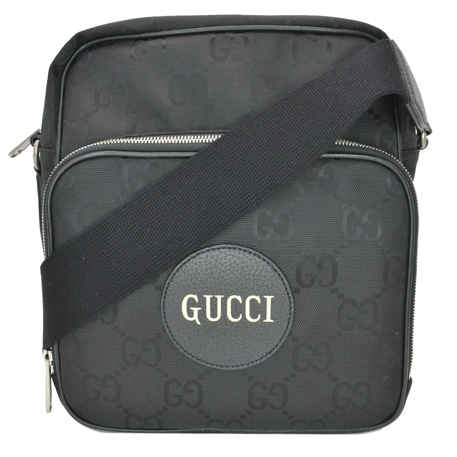 Bag Grid Nylon Monogram Off 625858 GUCCI Shoulder The Pre-owned GG Black