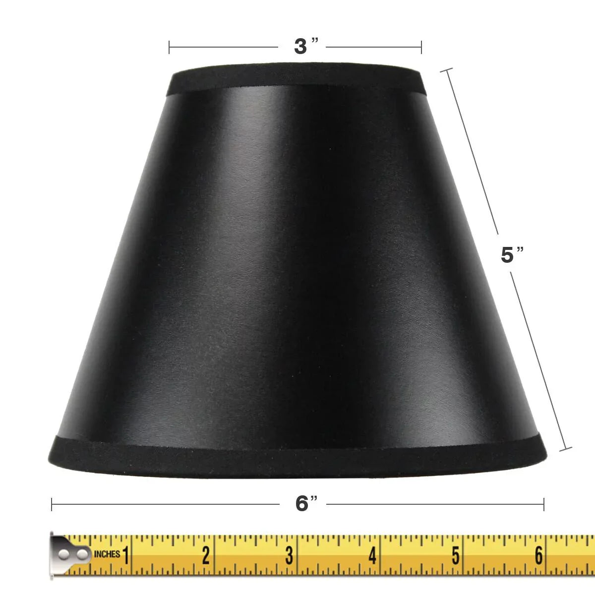 Set 6 Shade Clip 3x6x5 Black of Chandelier Gold-Lined Parchment Candle Lamp