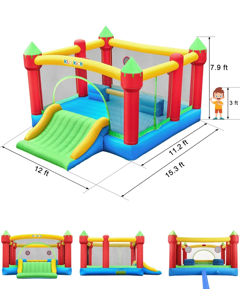 Bounce for Slide Oxford Adult, Teen, 12' 840D 15'x Kids KLOKICK Infant, Large Child, Blower 3-10 Tween self-inflating House with Years, Bouncers for 6 &