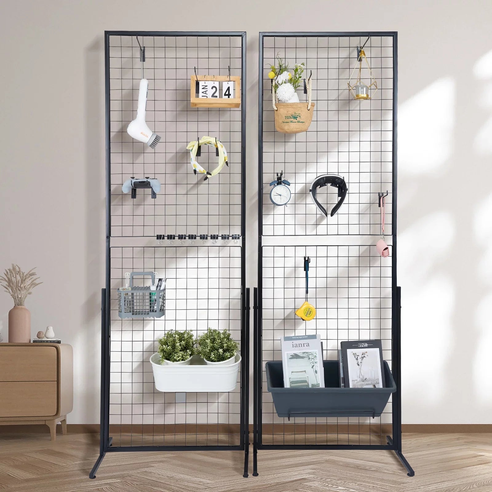 Extra Tower, Clips and for Panels Gridwall BENTISM Gridwall T-Base Grid Wire Display Art Hooks Shows, 2' 2 5.6' Racks Floorstanding, x Panels Packs Wall Double Side Display with Craft Retail with