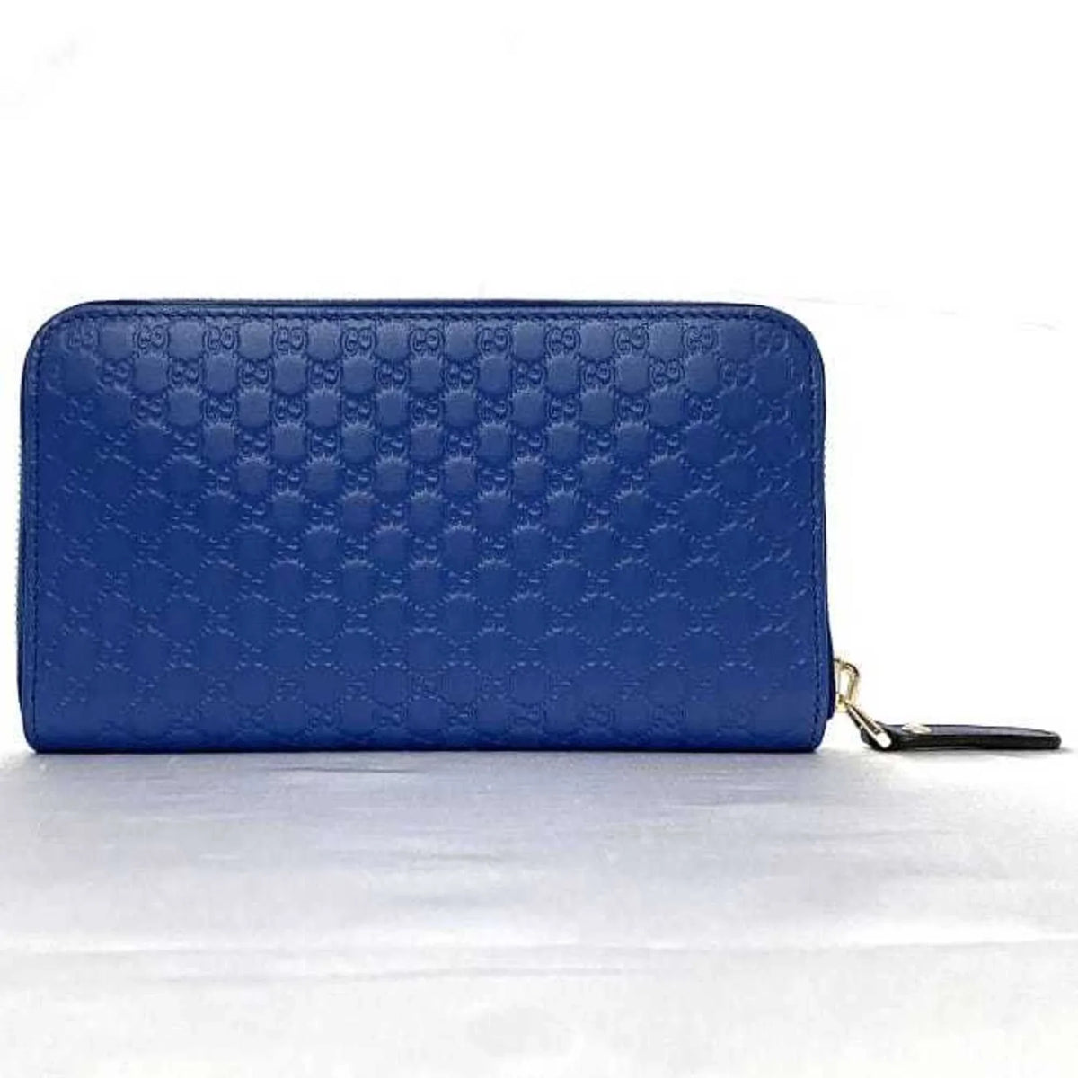 (Like Long 449391 Round Gucci Pre-Owned New) Leather Wallet GG GUCCI Navy Microsima