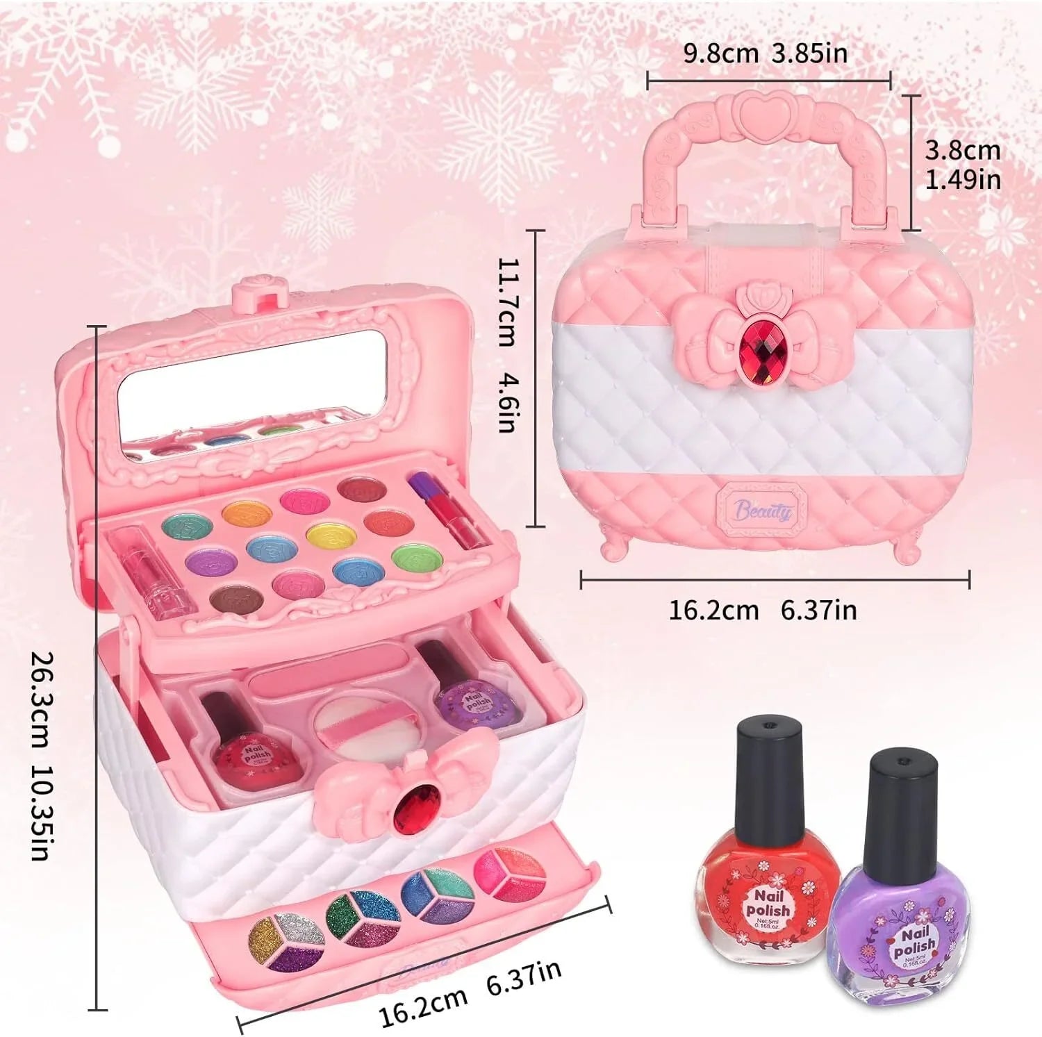 Cosmetic & Christmas Washable Kids Girls, Pink Toddler Real Kit for Gift, 3-12 Makeup Makeup Olds Makeup Safe Set, Birthday Set for Toys Year Kids Girls 24Pcs Makeup Non-Toxic Frozen