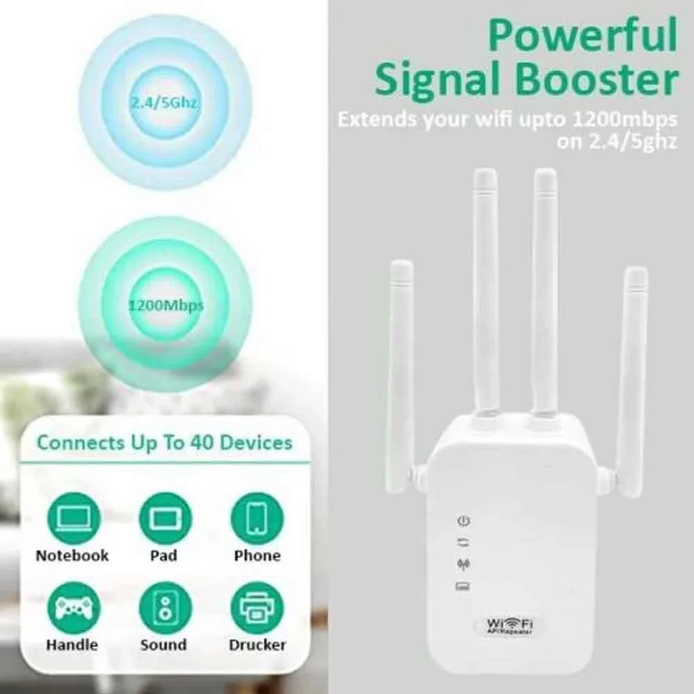 Internet WiFi 2.4 GHz) Booster, 1200Mbps Repeater，Wifi White for to signal Up Band Extender, Booster Booster WiFi / Dual WiFi Home (5G Extenders 8,574sq.ft NIFFPD