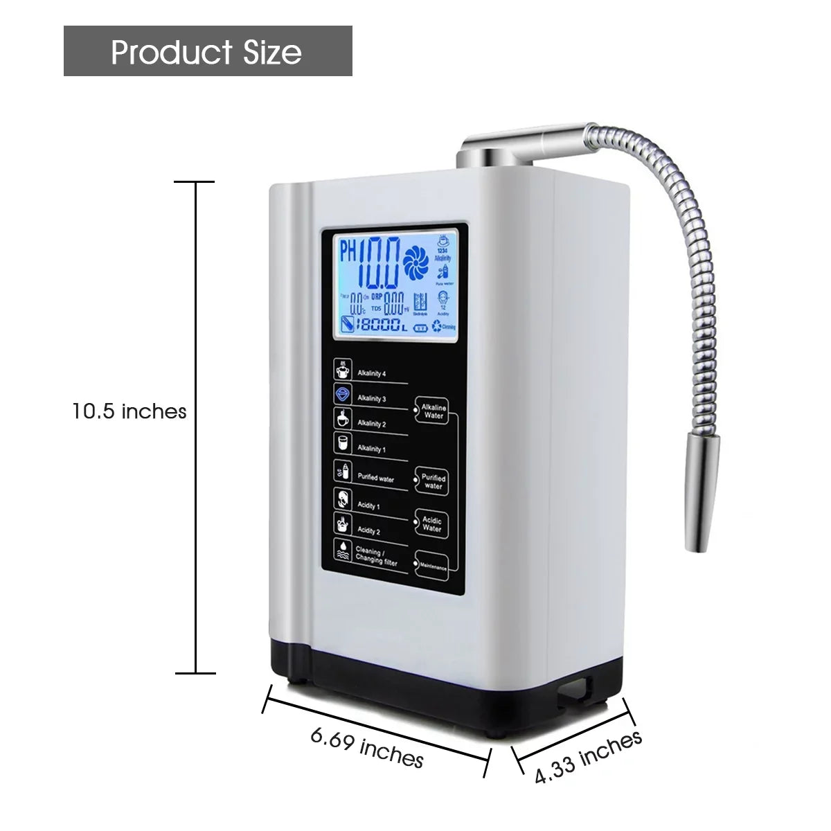 Alka up Auto-cleaning,Intelligent Settings, Water Acid filter,7 Water per 3.5-10.5 to Purifier Water 8000 Machine Alkaline ORP, -500mV Water Voice Liters White) Ionizer, PH Machine,
