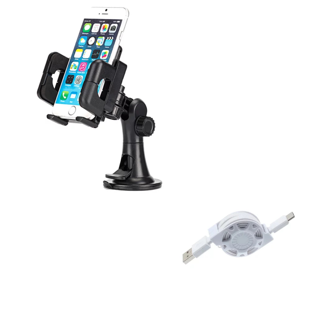 Mount, A9 Xperia Retractable Cable Plus XP3 w USB A10e Dash Sony for Redmi Galaxy 7, XP8 Car 5 Holder Note 2 Xiaomi 9T N2Z Mix - Windshield A50 Mi 1 - Charger, - Type-C Samsung A20 Sonim 9 10