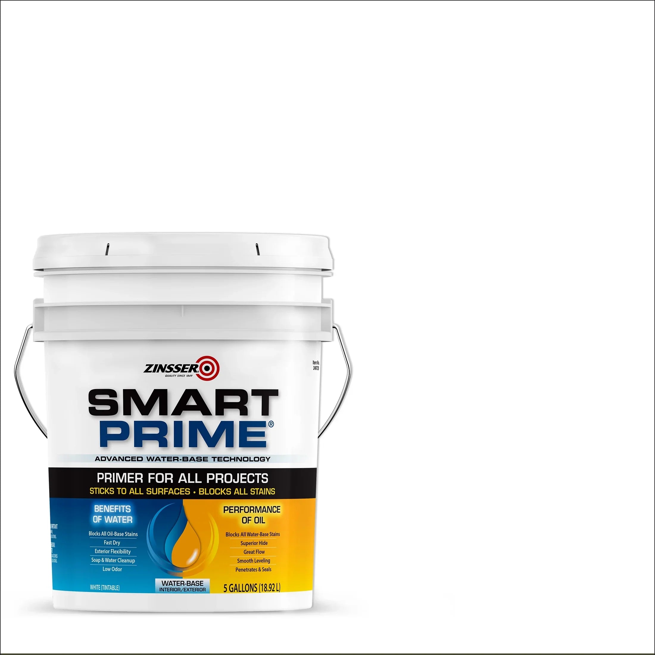 Zinsser 1 Pack Universal 249728, White, Water-Based Smart Flat Primer- 5 Prime Gallon-