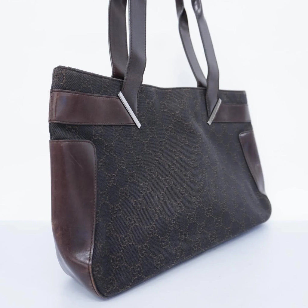 Bag Pre-Owned Denim 73983 Brown Women's Gucci (Good) Tote