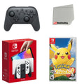 Extra Controller, and Pikachu! Screen Cleaning Go, White OLED Pokemon: with Let's Console Nintendo Switch Wireless material