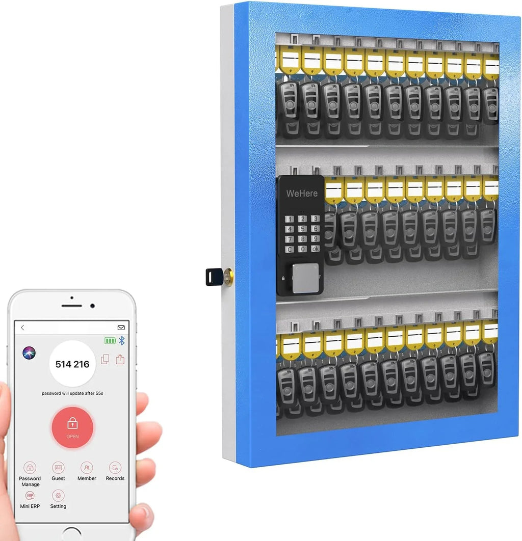 APP Lock Wall Box for Key 96 Share Lockbox, Plus, Security Mount, Storage Half-Remote Smart OTP Code Car Key Bluetooth/Fixed Dealership，， Cabinet
