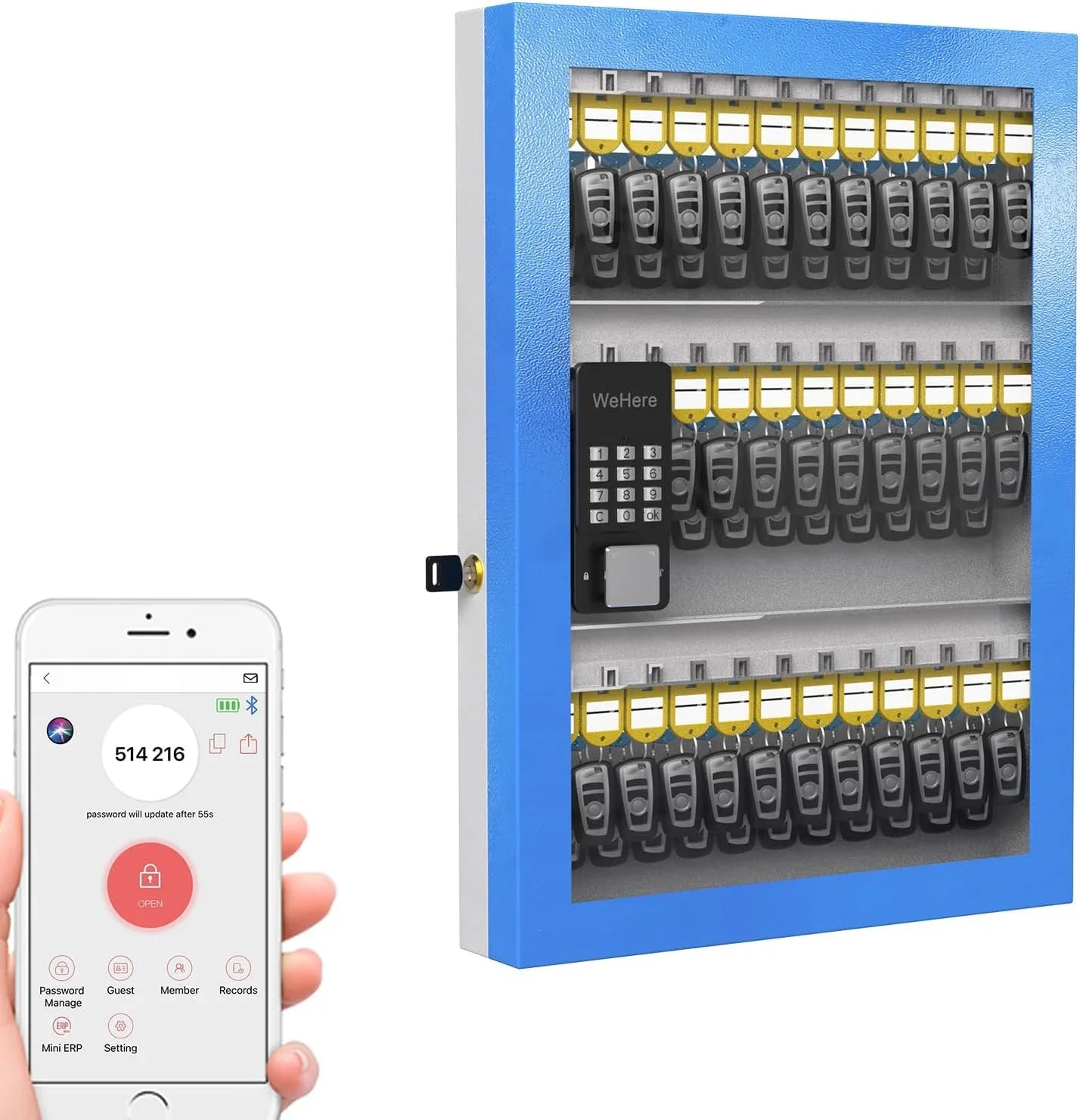 APP Lock Wall Box for Key 96 Share Lockbox, Plus, Security Mount, Storage Half-Remote Smart OTP Code Car Key Bluetooth/Fixed Dealership，， Cabinet