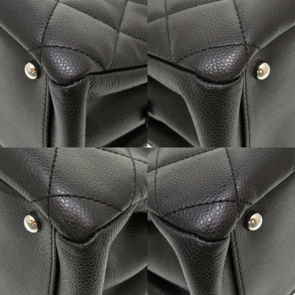 Tote Pre-Owned Caviar Black Matelasse A67294 Series Cocomark 17th Chain (Good) Bag Skin Chanel Silver