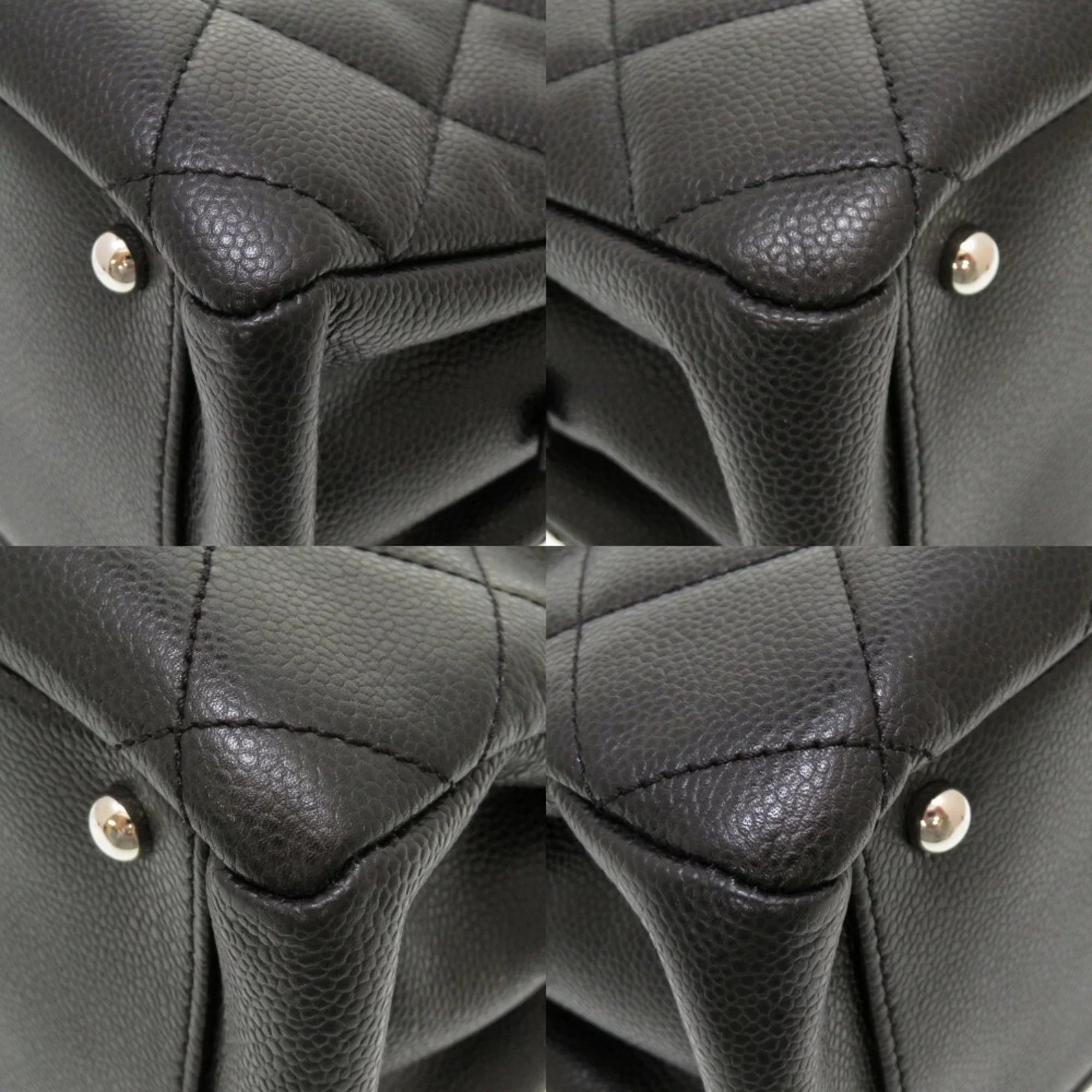 Tote Pre-Owned Caviar Black Matelasse A67294 Series Cocomark 17th Chain (Good) Bag Skin Chanel Silver