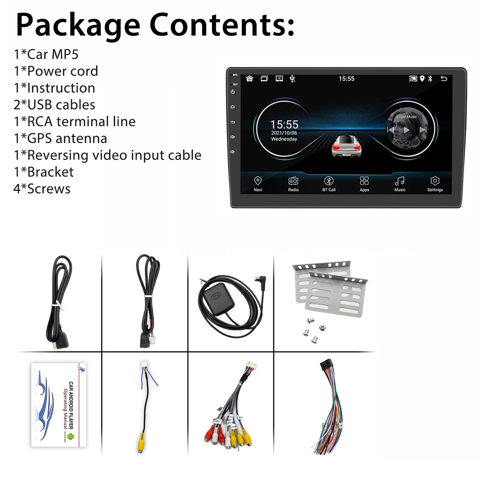 Camera(2+16GB) Mirror Link, Backup GPS With Navigate Car Double Screen Bluetooth 2022 Radio Din Touch FM, 10.1 Stereo Android Inch