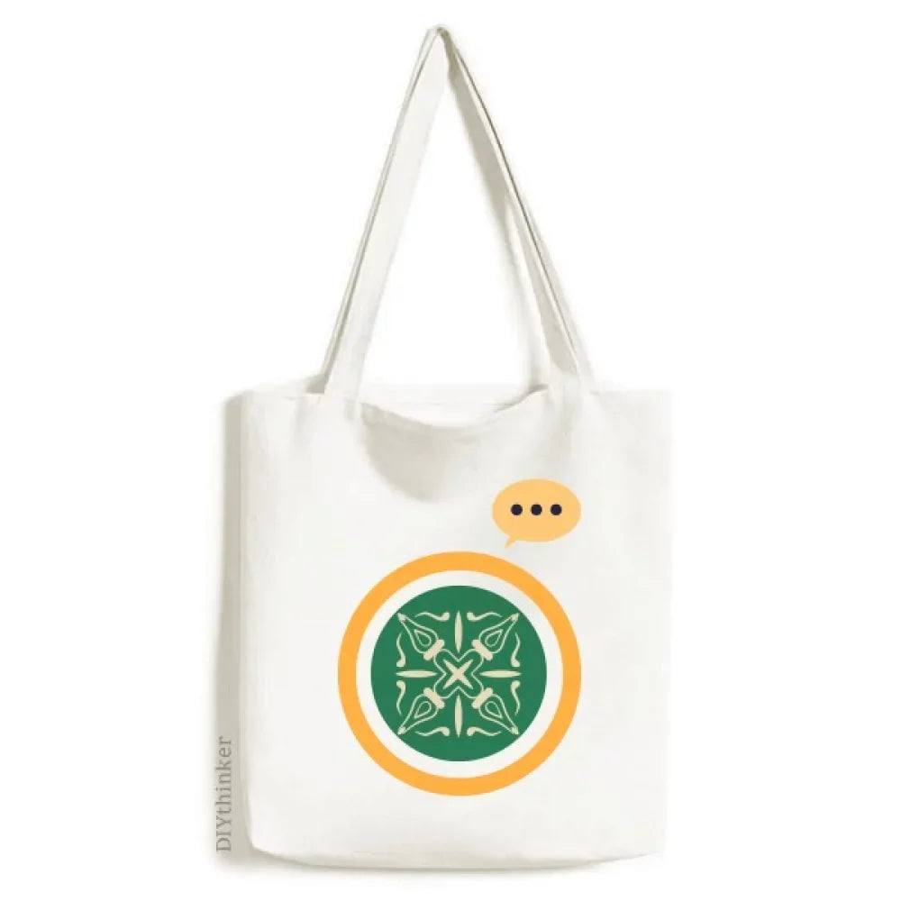 Bag Sack Decorative Green Canvas Shoulder Tote Pattern Style Expression Talavera