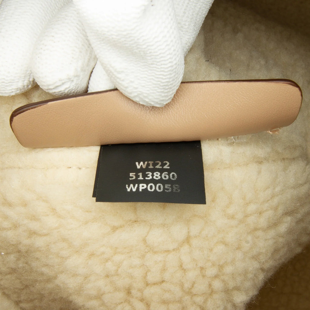 Brown Stella Trimmed McCartney Shearling Logo Fiber (Good) Fabric Unisex Authenticated Chemical Stella Satchel Pre-Owned