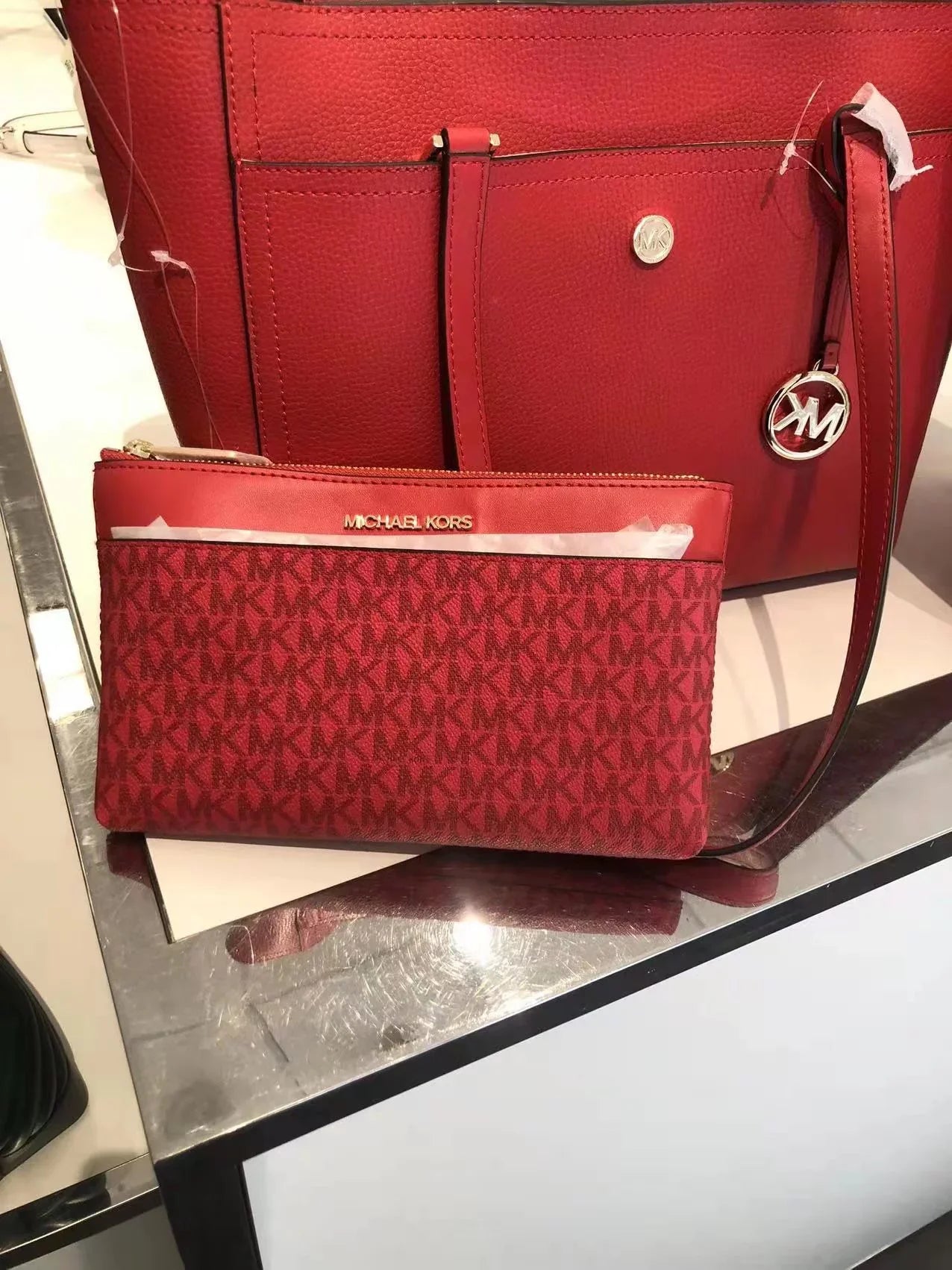 Michael 35T1G5Mt7T Pebbled Maisie Bag Leather 3-In-1 Tote Kors In Flame Multi Large