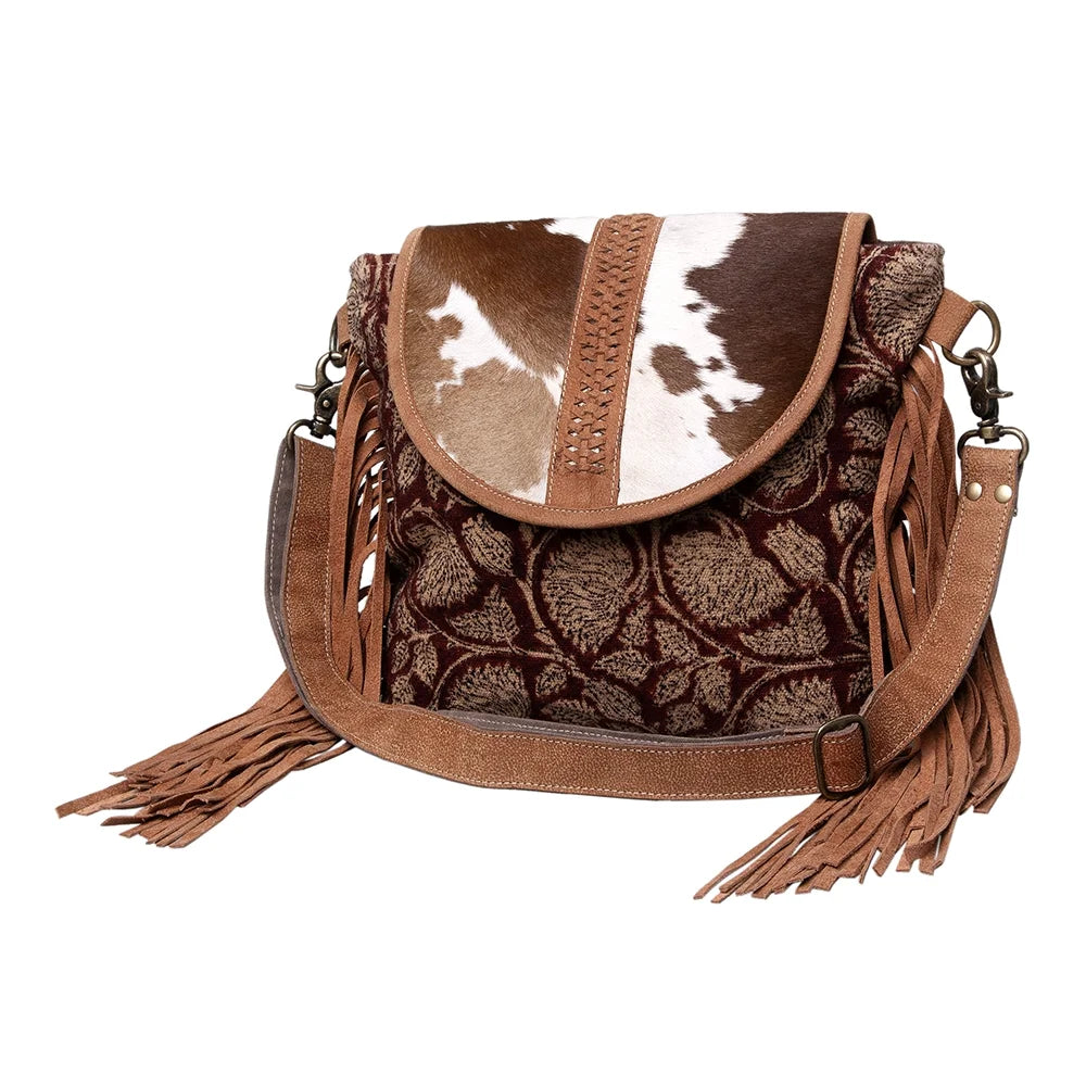 Upcycled western Body bag Hair-On purse OHLAY KB women Canvas handbag Leather Genuine Cross KB483