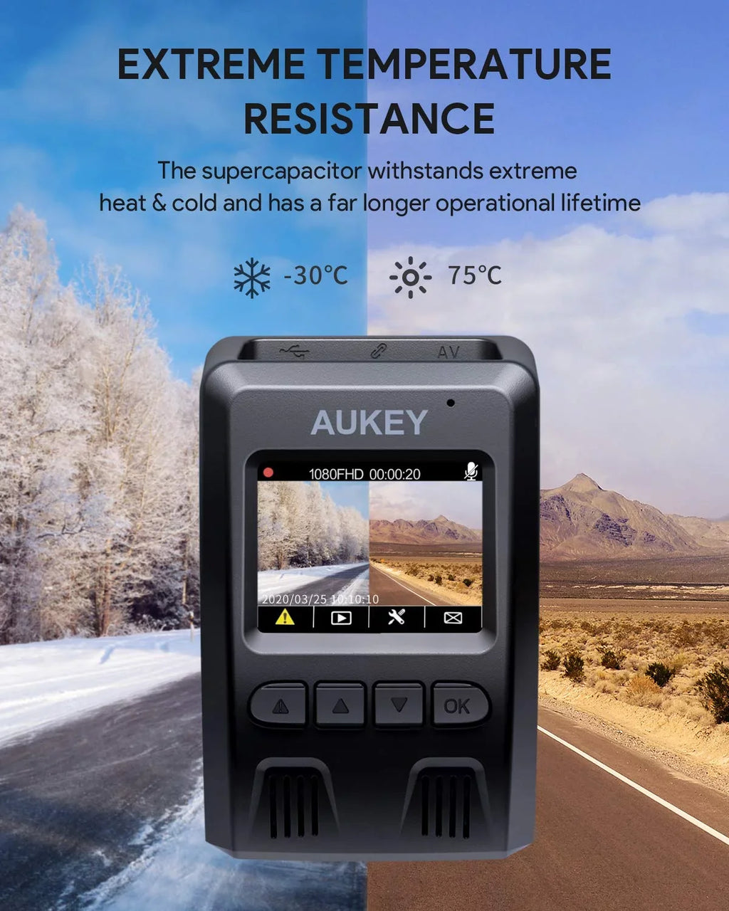 AUKEY Cam, Car Cars, for Angle Lens 1080P FHD Dash Dash Black-DR02 170-Degree Wide 6-Lane Wifi P Camera, Camera