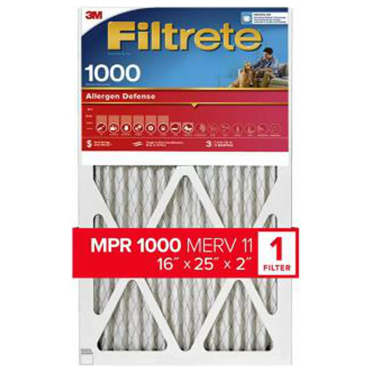 11 16 pk X MERV Pleated Filtrete 2 atmospheric D W in. Filter Polypropylene 25 X in. in. 1 H